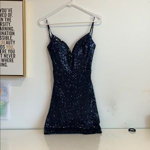 Blue sequin formal dress